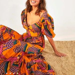 FARM Rio Beaded Macaws Midi Dress